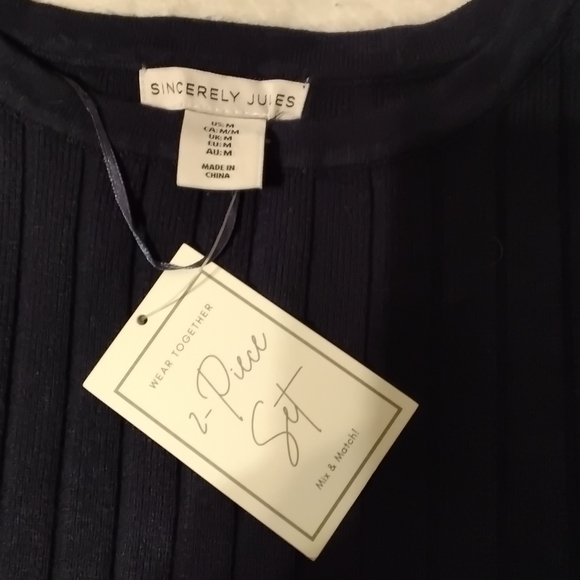 Sincerely Jules Navy Blue Ribbed Pantsuit - Picture 3 of 4